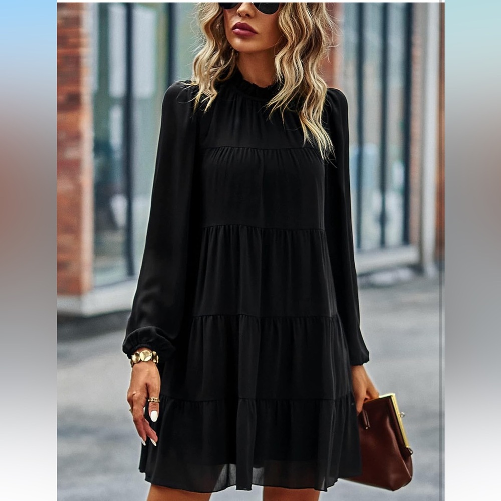 Black Bow Long Sleeve Dress